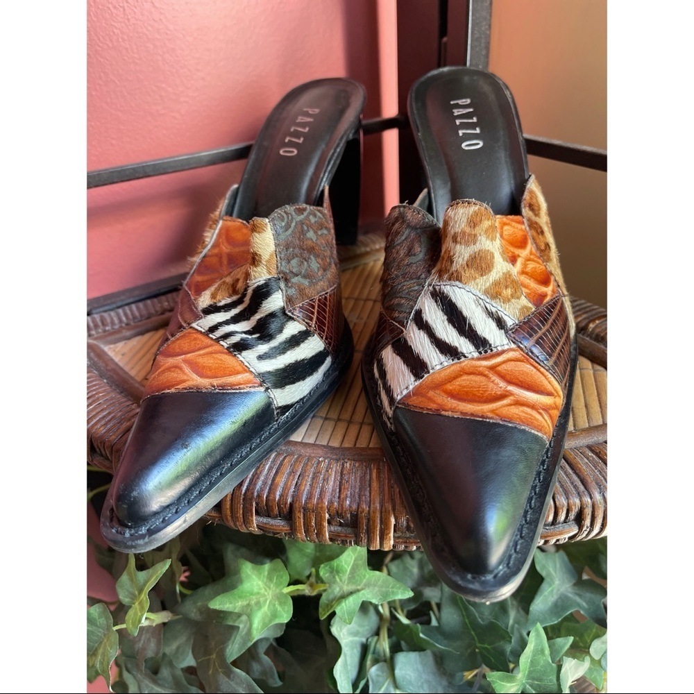 VINTAGE PAZZO calf hair safari heels sz 7 - Picture 2 of 11